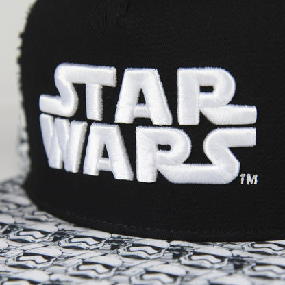 Kinder und Erwachsenen Kappe Schwarz Weiß mit großem 3D Schriftzug STAR WARS | Fashion Königin